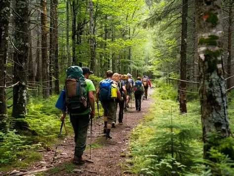 hiking in the woods